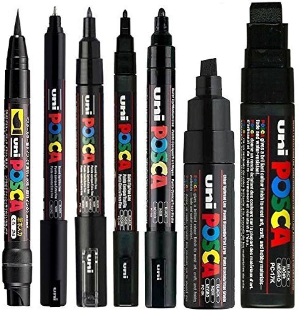 Marcadores Lápices POSCA 1M Colores (Unidad) - Blanco y Negro