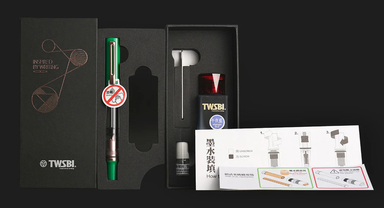 Set Pluma Fuente Eco T - Royal Jade Rose Gold Set with Ink