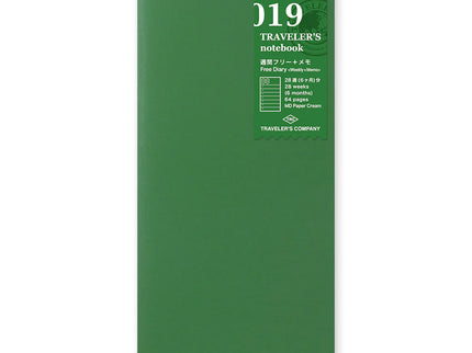 TRAVELER's notebook Refill - Regular Size - 019 Free Diary Weekly + Memo