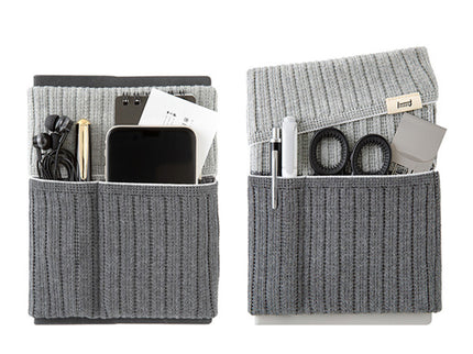 Knitted Book Band with Pockets - Two Tone Gray