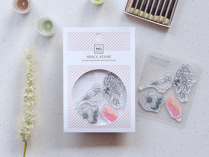 MU - Clear Splice Stamps - Bird & Flowers