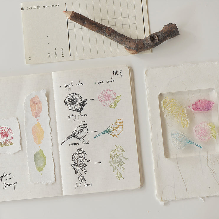 MU - Clear Splice Stamps - Bird & Flowers