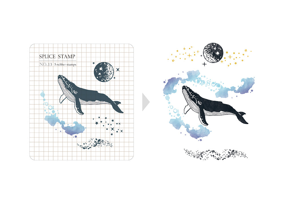 MU - Clear Splice Stamps - Whale & Moon