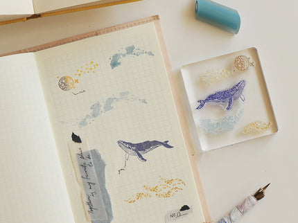 MU - Clear Splice Stamps - Whale & Moon