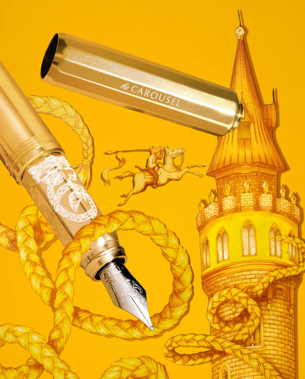 Aluminum Carousel Fountain Pen - Plaited Gold Tress