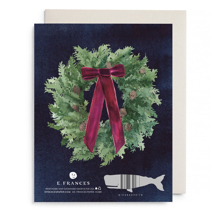 Set de 6 tarjetas y sobres - Velvet Bow Wreath
