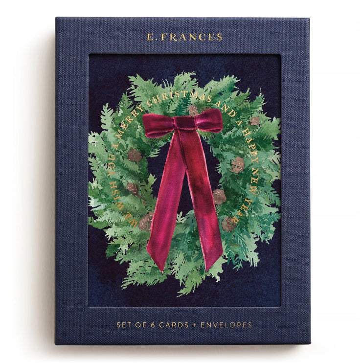 Set de 6 tarjetas y sobres - Velvet Bow Wreath