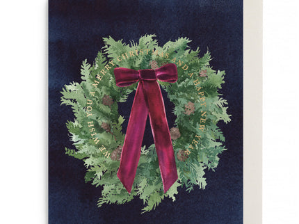 Set de 6 tarjetas y sobres - Velvet Bow Wreath