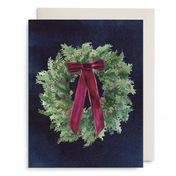 Set de 6 tarjetas y sobres - Velvet Bow Wreath