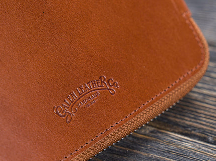 Zippered Leather A5 Notebook & Pen Folio - Brown