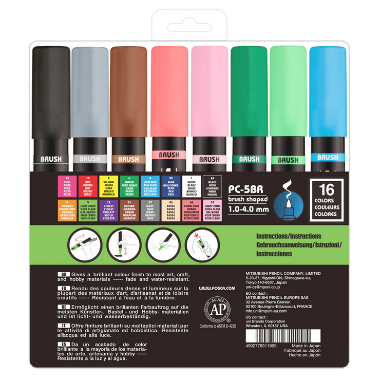 Posca PC5BR - Brush - Set 16