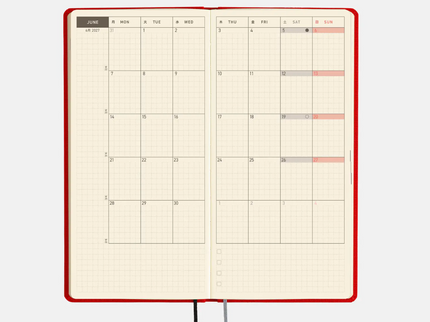 Hobonichi Techo Weeks 2027 - Colors - Poppy Red