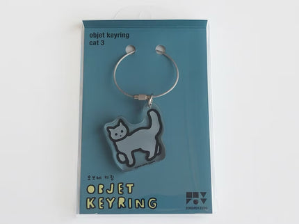 Objet Keyring - Blue Cat
