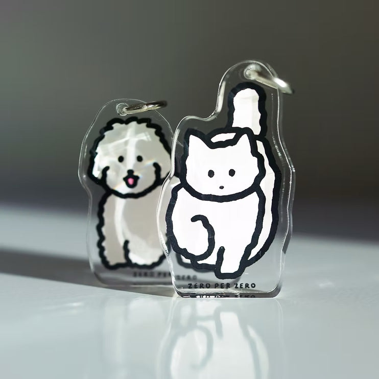 Objet Keyring - White Cat