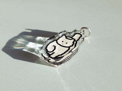 Objet Keyring - White Cat