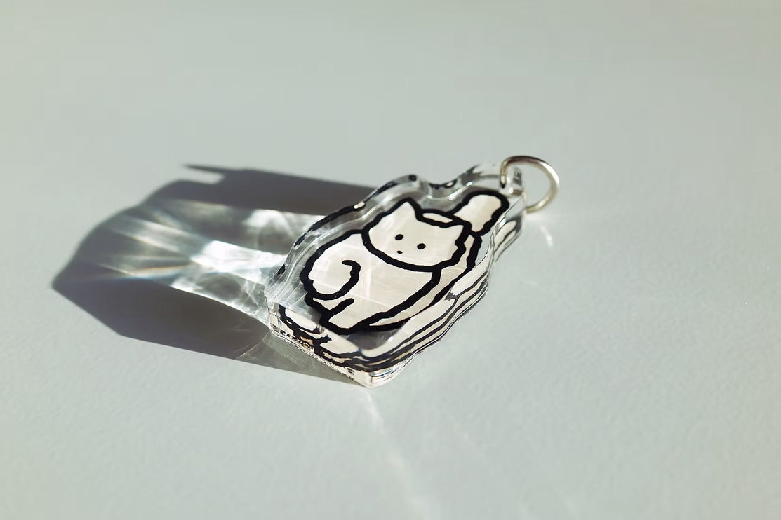 Objet Keyring - White Cat