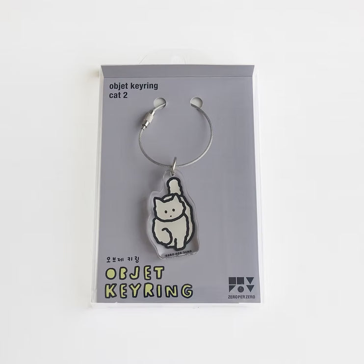 Objet Keyring - White Cat