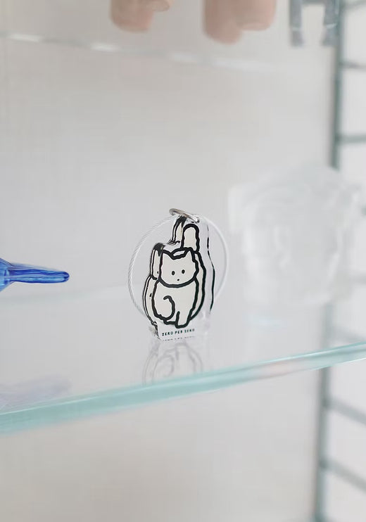 Objet Keyring - White Cat