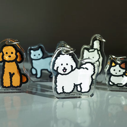 Objet Keyring - White Cat