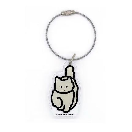 Objet Keyring - White Cat