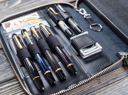 Folio de Cuero para cuaderno y plumas - Black - ColorSwatch