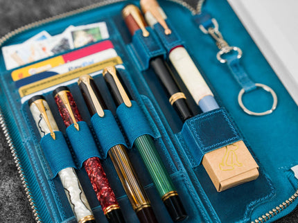 Folio de Cuero para cuaderno y plumas - Ocean Blue - ColorSwatch