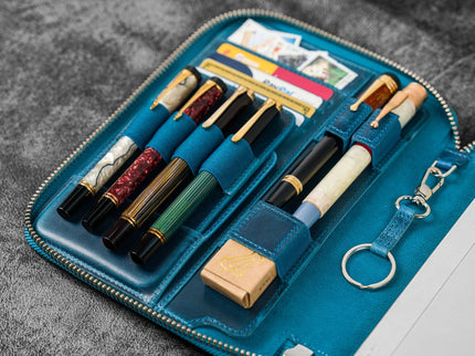 Folio de Cuero para cuaderno y plumas - Ocean Blue - ColorSwatch