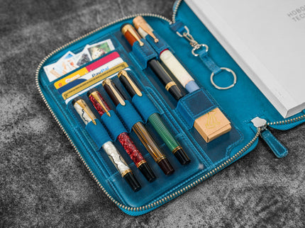 Folio de Cuero para cuaderno y plumas - Ocean Blue - ColorSwatch