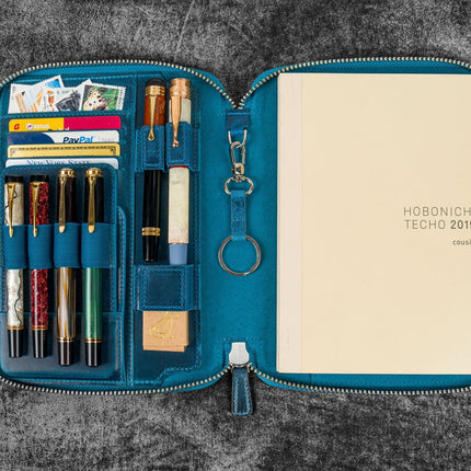 Folio de Cuero para cuaderno y plumas - Ocean Blue - ColorSwatch