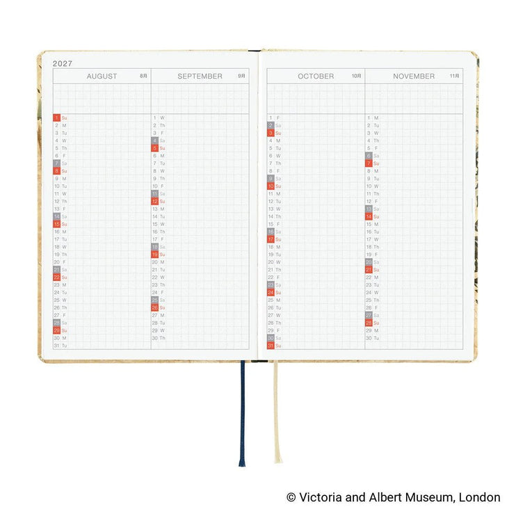 Hobonichi Techo 2027 HON - A6 - The V and A Series: Vine - ColorSwatch