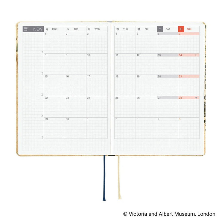 Hobonichi Techo 2027 HON - A6 - The V and A Series: Vine - ColorSwatch
