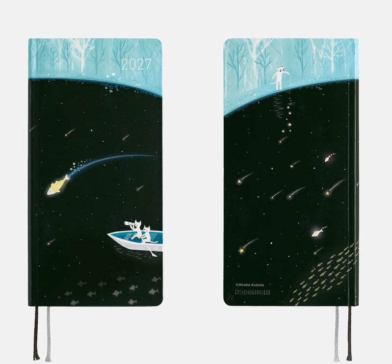 Hobonichi Techo 2027 Weeks - Hiroko Kubota - Meteor Shower in the light blue forest - ColorSwatch
