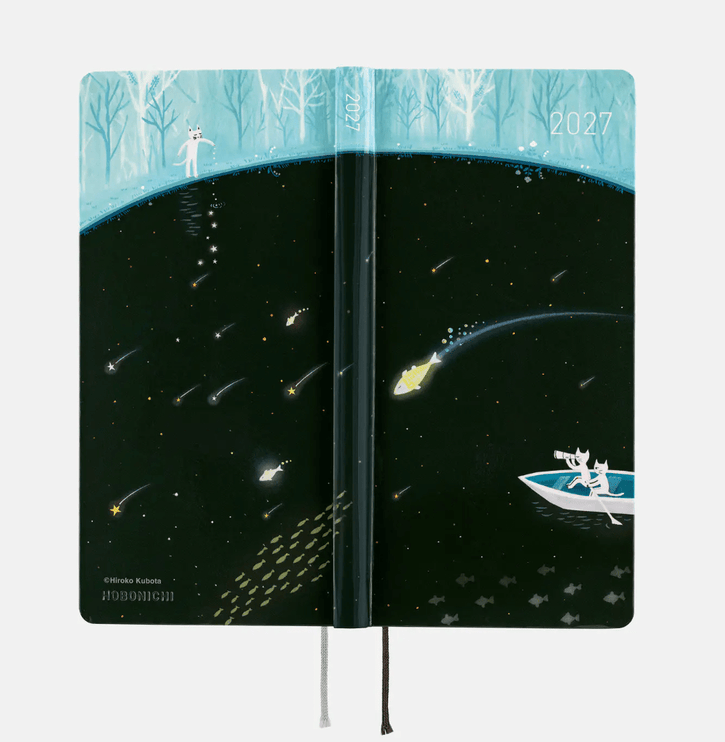 Hobonichi Techo 2027 Weeks - Hiroko Kubota - Meteor Shower in the light blue forest - ColorSwatch