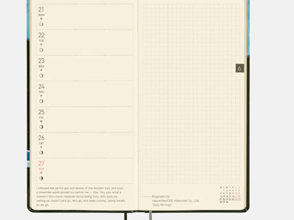 Hobonichi Techo 2027 Weeks - Hiroko Kubota - Meteor Shower in the light blue forest - ColorSwatch