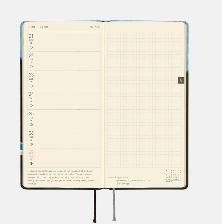 Hobonichi Techo 2027 Weeks - Hiroko Kubota - Meteor Shower in the light blue forest - ColorSwatch