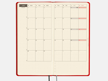 Hobonichi Techo Weeks 2027 - Colors - Poppy Red - ColorSwatch