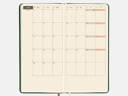 Hobonichi Techo Weeks 2027 - Leather - Forest Green - ColorSwatch