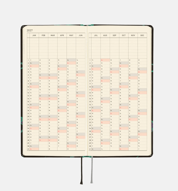 Hobonichi Techo Weeks 2027 - Natal Design - Lucky Swallow - ColorSwatch