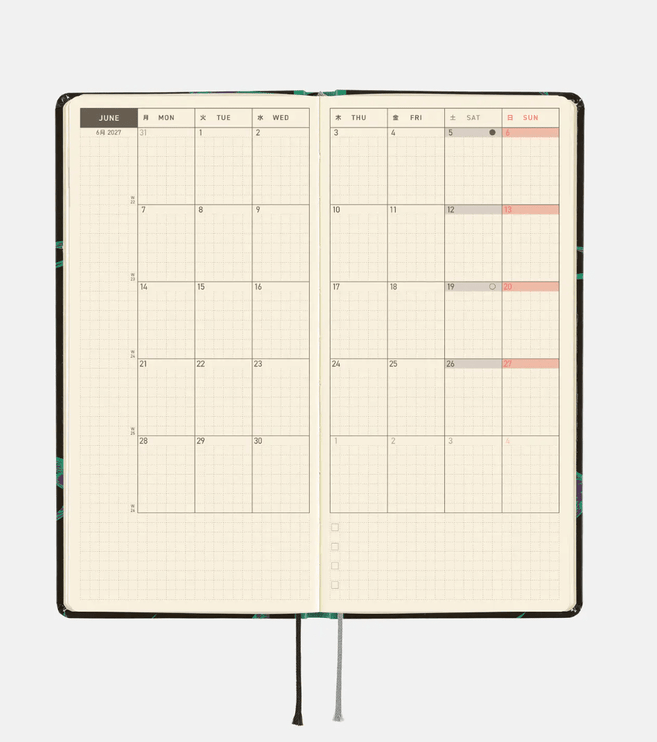 Hobonichi Techo Weeks 2027 - Natal Design - Lucky Swallow - ColorSwatch