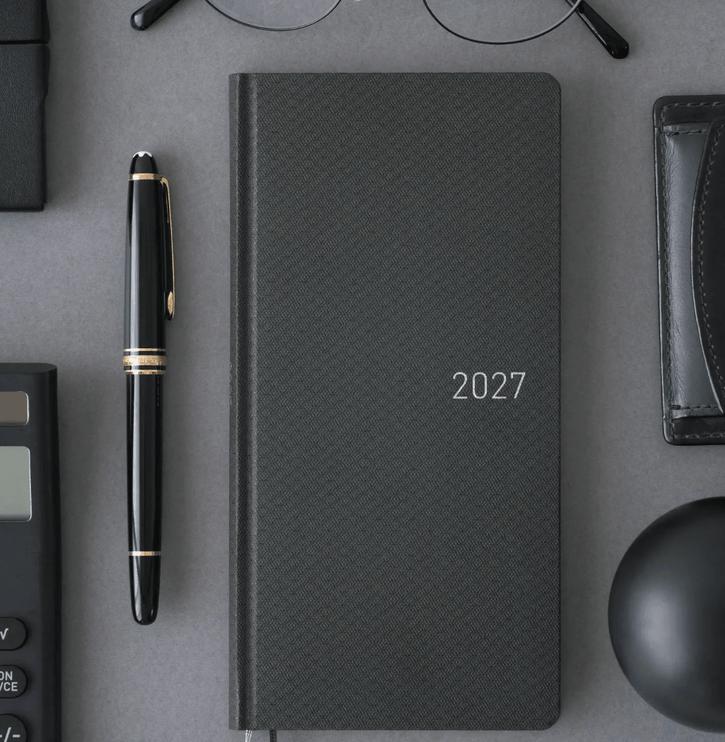 Hobonichi Techo Weeks 2027 - Paper Series - Black Argyle - ColorSwatch