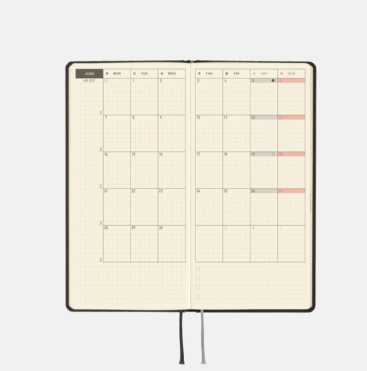Hobonichi Techo Weeks 2027 - Paper Series - Black Argyle - ColorSwatch
