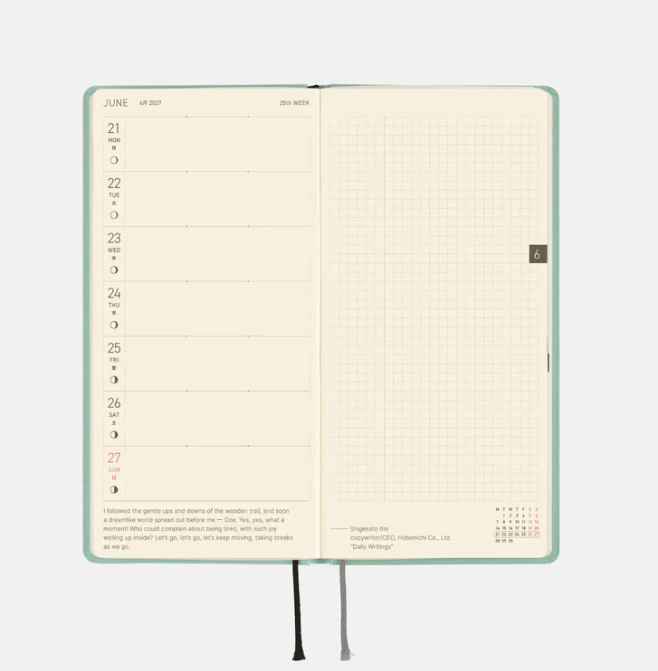Hobonichi Techo Weeks 2027 - Paper Series - Frosty Jade - ColorSwatch