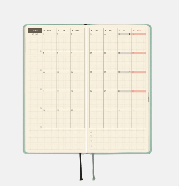Hobonichi Techo Weeks 2027 - Paper Series - Frosty Jade - ColorSwatch