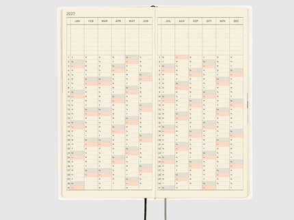 Hobonichi Techo Weeks 2027 - White Line - Black - ColorSwatch