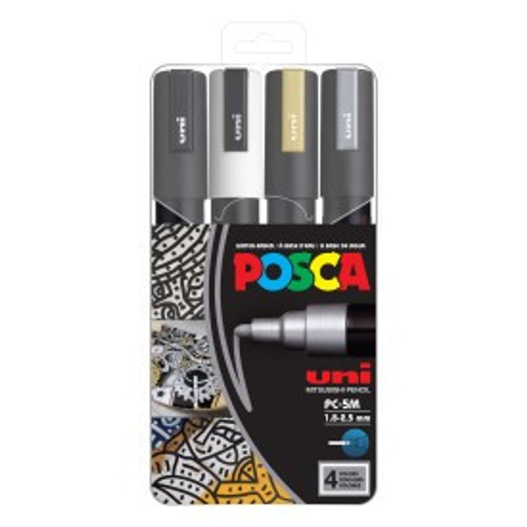 Set de 4 Posca PC-5M - BWGS