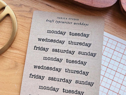 Stickers - Kraft Typewriter Weekday