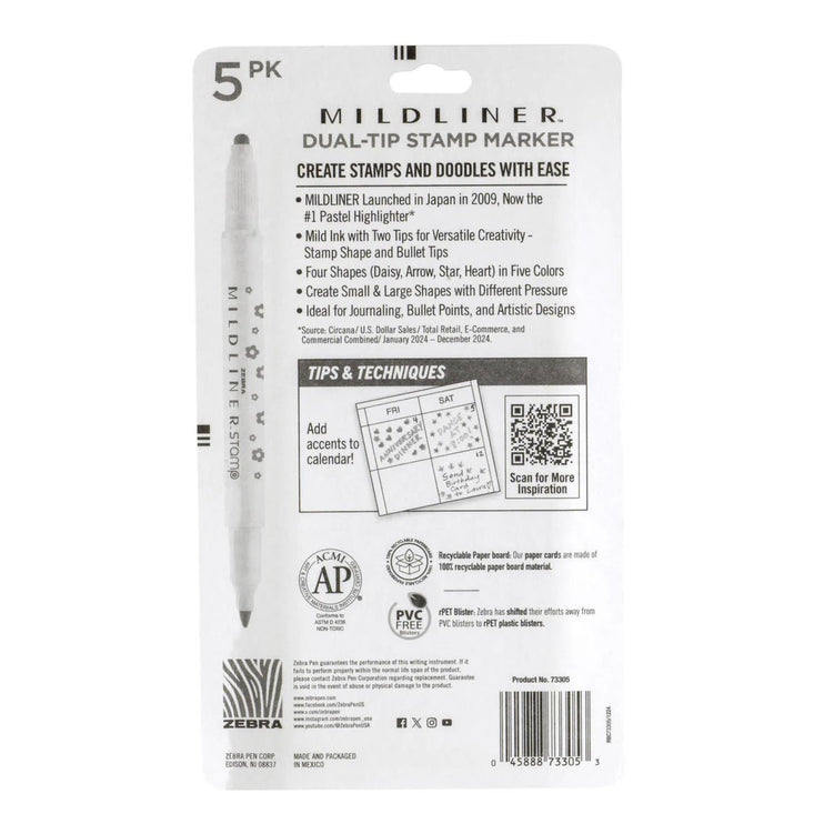 Mildliner Stamp Markers - Set de 5 - ColorSwatch