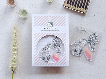 MU - Clear Splice Stamps - Bird & Flowers - ColorSwatch