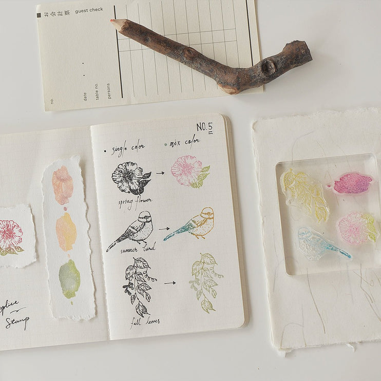 MU - Clear Splice Stamps - Bird & Flowers - ColorSwatch