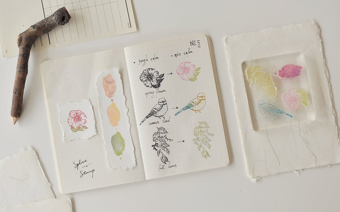 MU - Clear Splice Stamps - Bird & Flowers - ColorSwatch